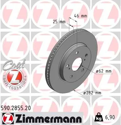 Kotouč brzdový ZIMMERMANN 590.2855.20 Kotouč brzdový ZIMMERMANN 590.2855.20