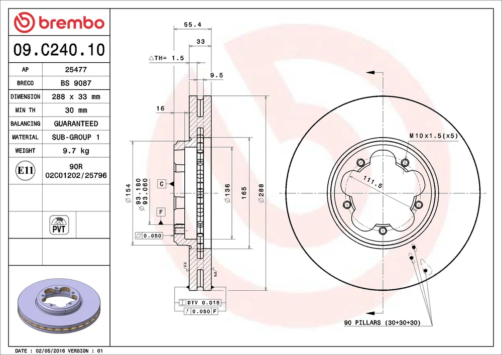 Brzdový kotouč BREMBO 09.C240.10