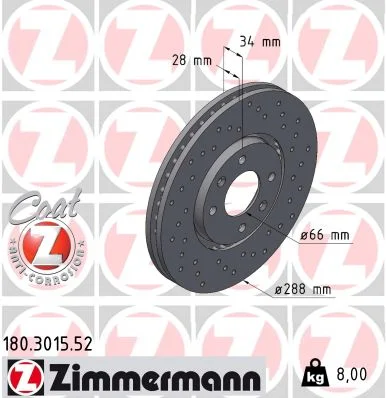 Brzdový kotouč ZIMMERMANN 180.3015.52