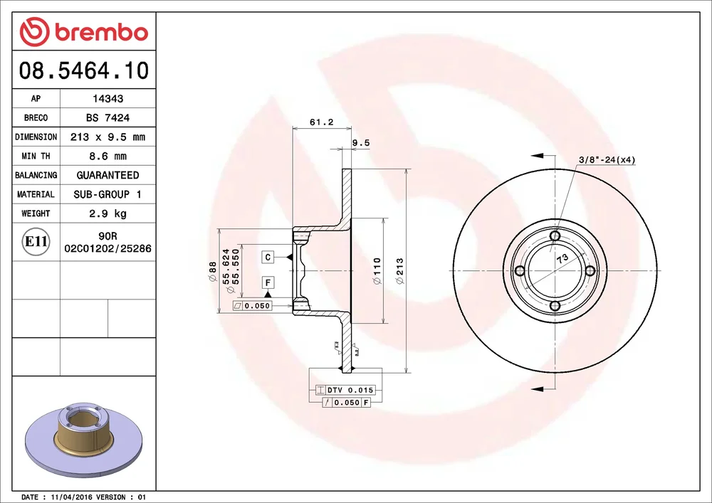 Brzdový kotouč BREMBO 08.5464.10