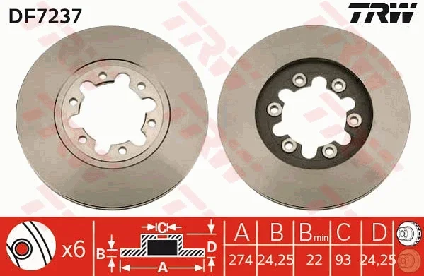 Brzdový kotouč TRW DF7237