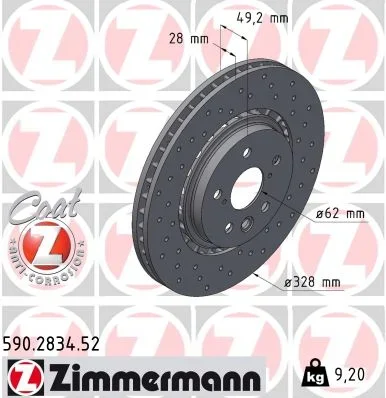 Brzdový kotouč ZIMMERMANN 590.2834.52