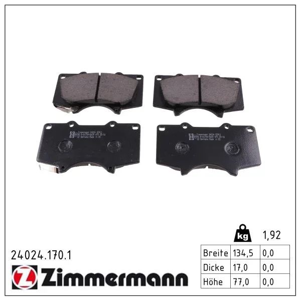 Sada brzdových destiček, kotoučová brzda ZIMMERMANN 24024.170.1