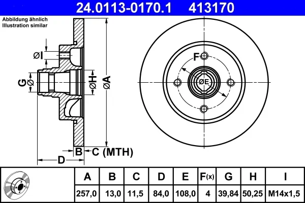 Brzdový kotouč ATE 24.0113-0170.1 – OE 477405583B