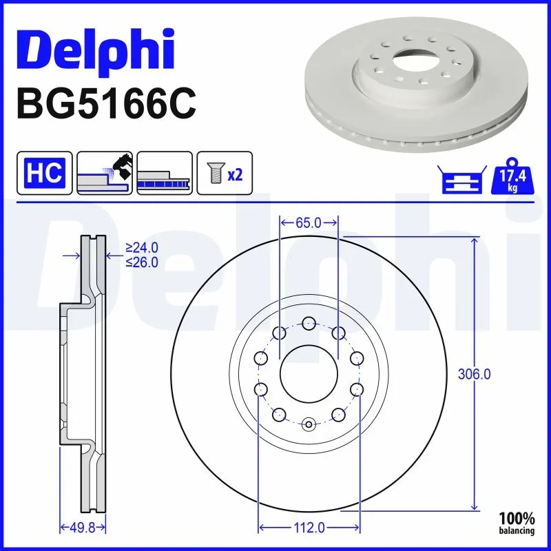 Brzdový kotouč DELPHI BG5166C