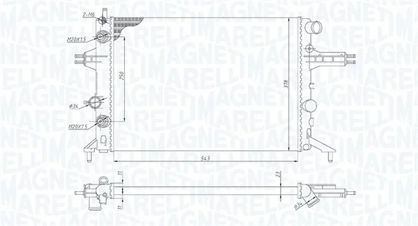 Chladič, chlazení motoru MAGNETI MARELLI 350213192800 Chladič, chlazení motoru MAGNETI MARELLI 350213192800