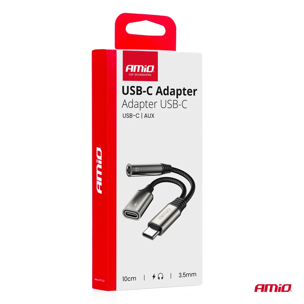 Adaptér USB-C rozdělovací na USB-C + Mini-Jack 3,5mm 10cm AMiO-04295 - Obrázek 4