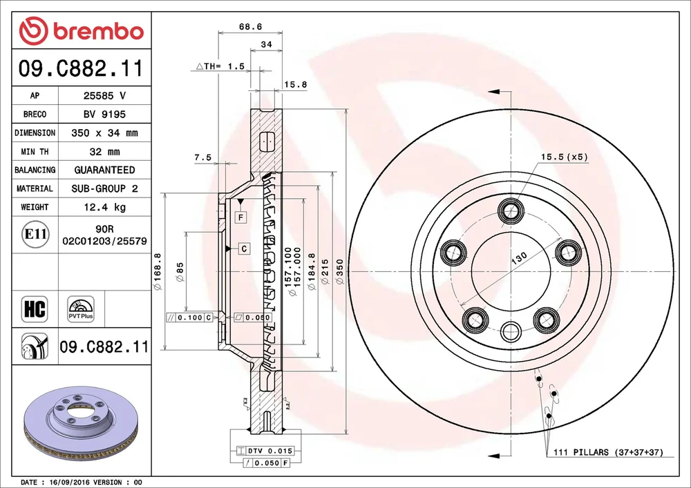 Brzdový kotouč BREMBO 09.C882.11