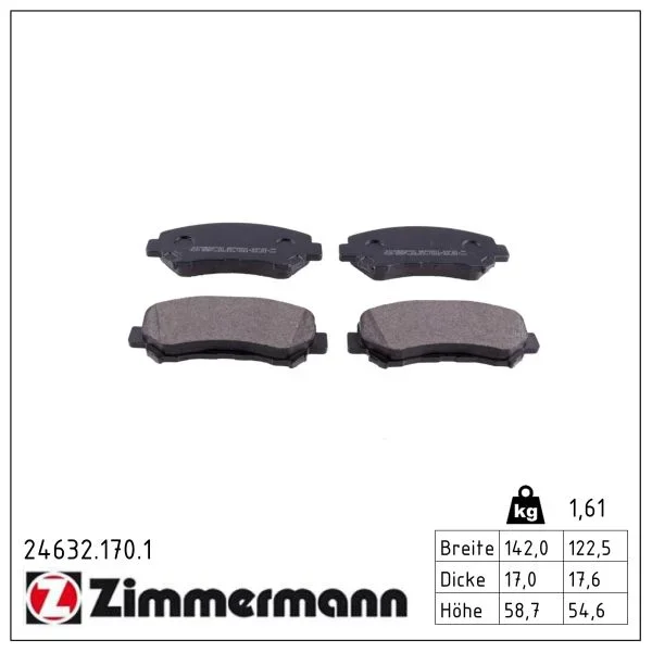Sada brzdových destiček, kotoučová brzda ZIMMERMANN 24632.170.1