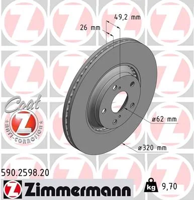 Brzdový kotouč ZIMMERMANN 590.2598.20 – OE 43512-05090
