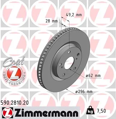 Brzdový kotouč ZIMMERMANN 590.2810.20