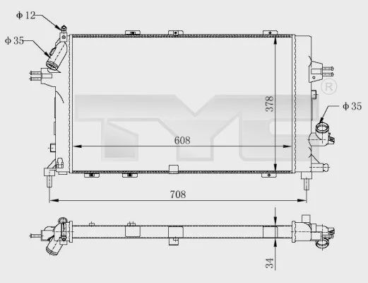 Chladič, chlazení motoru TYC 725-0028-R
