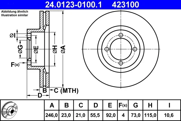 Brzdový kotouč ATE 24.0123-0100.1