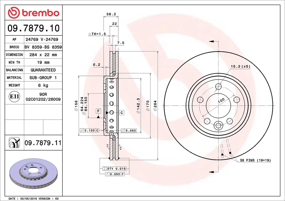 Brzdový kotouč BREMBO 09.7879.11