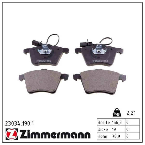 Sada brzdových destiček, kotoučová brzda ZIMMERMANN 23034.190.1