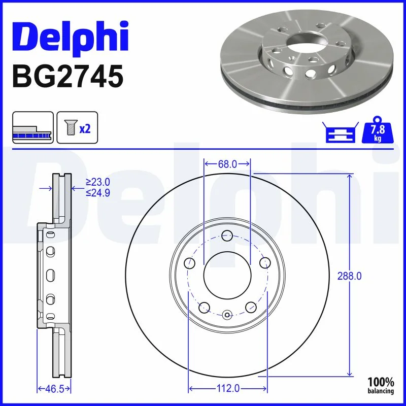 Brzdový kotouč DELPHI BG2745