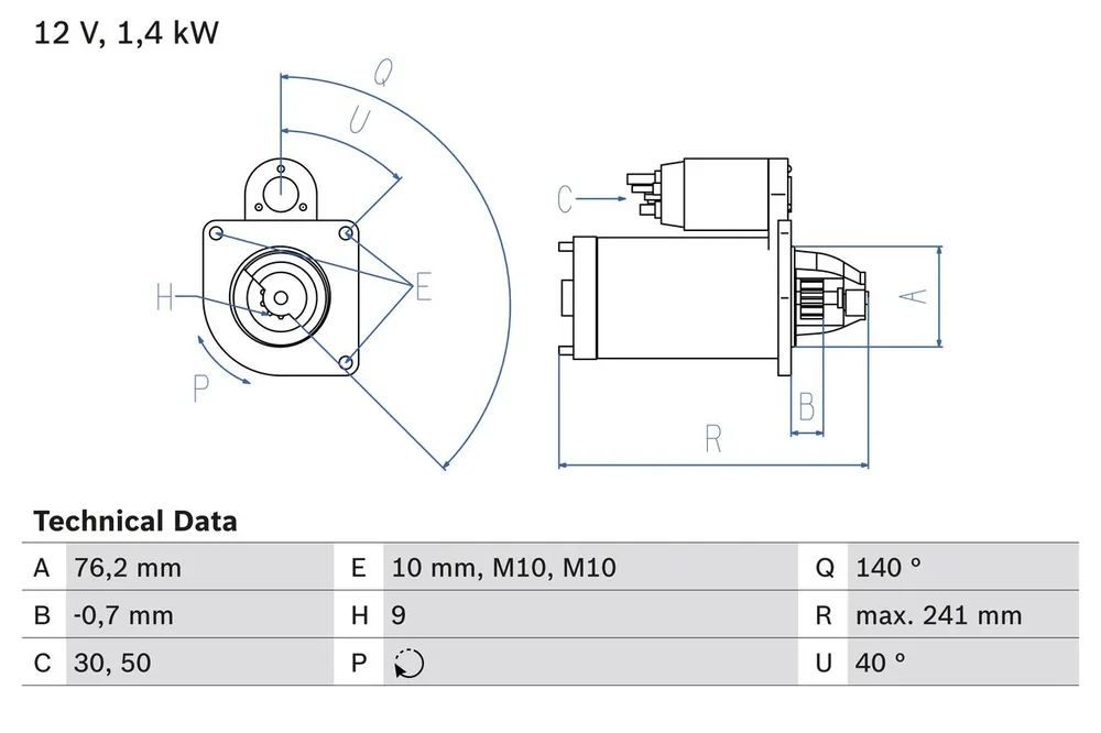 BO 0986016660 Startér BOSCH-výměnný díl