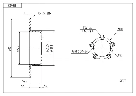 BRZ.KOTOUČ /Z/ AVENSIS 01- HART 218633 – OE 4243105040