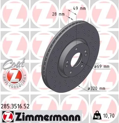 Brzdový kotouč ZIMMERMANN 285.3516.52