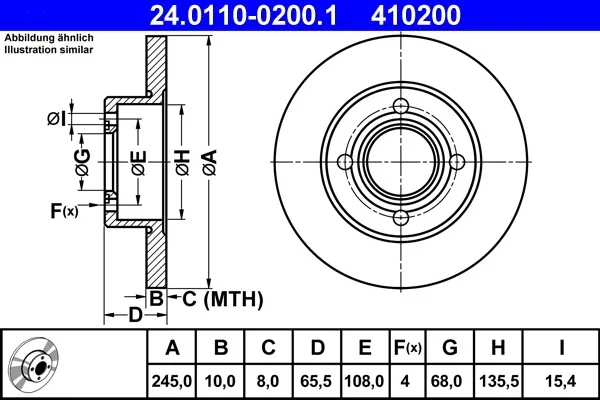 Brzdový kotouč ATE 24.0110-0200.1 – OE 443615601E