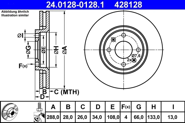 Brzdový kotouč ATE 24.0128-0128.1