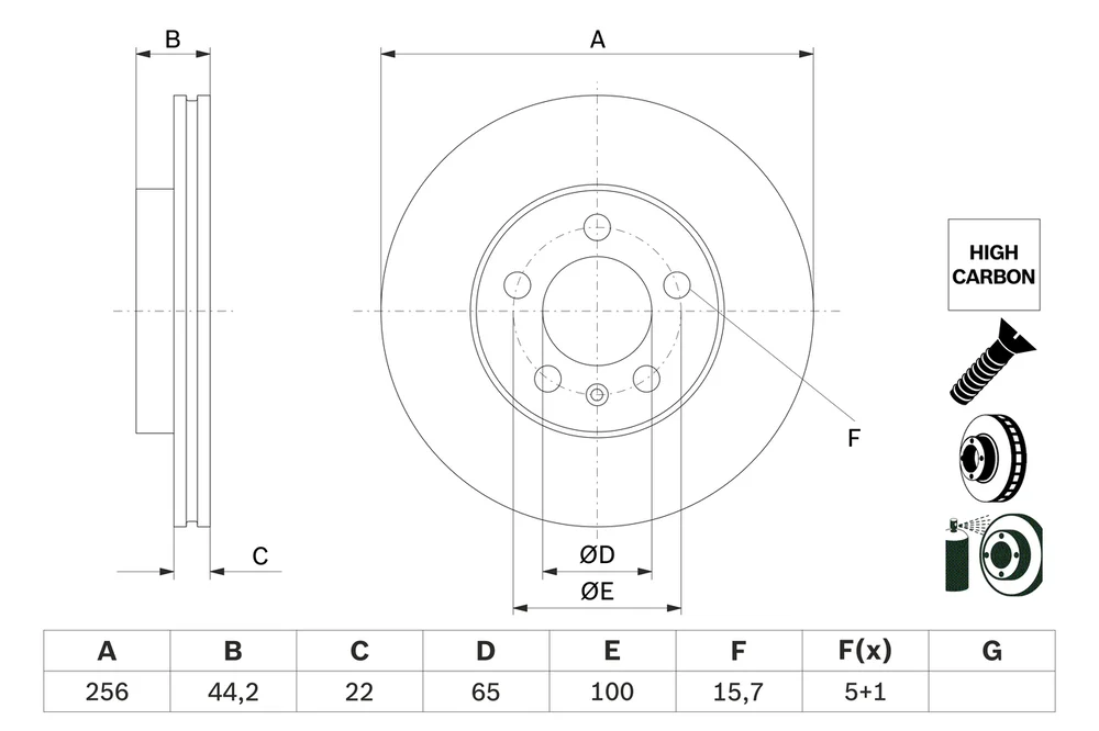 Brzdový kotouč BOSCH 0986479F32 – OE 2Q0615301G