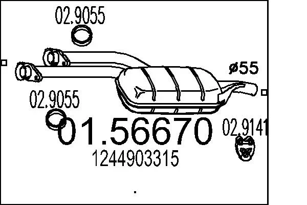 Stredni tlumic vyfuku MTS 01.56670 – OE 1244903315