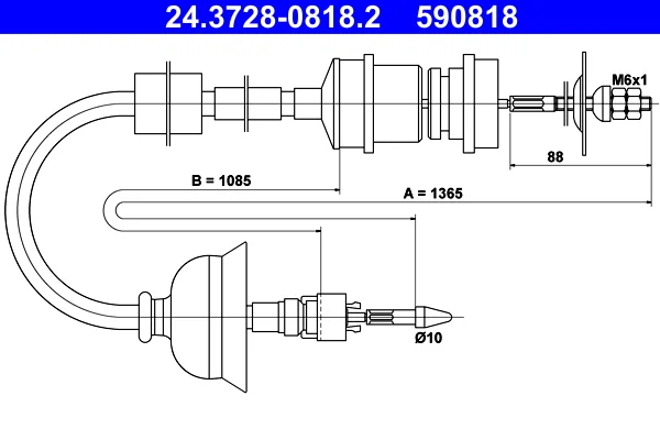 Tazne lanko, ovladani spojky ATE 24.3728-0818.2 – OE 215079