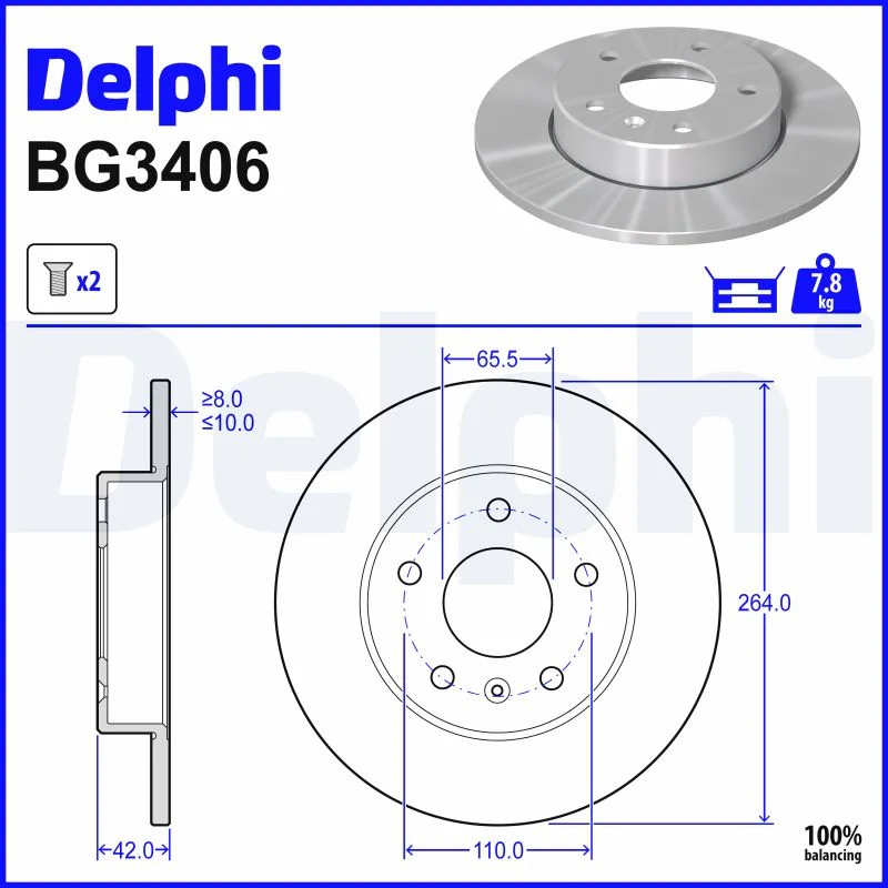 Brzdový kotouč DELPHI BG3406