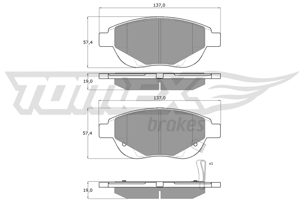 Sada brzdových destiček, kotoučová brzda Tomex Brakes TX14-86