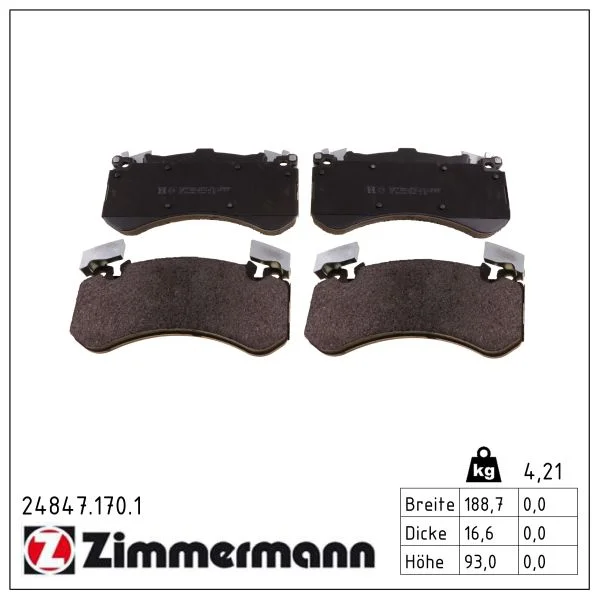 Sada brzdových destiček, kotoučová brzda ZIMMERMANN 24847.170.1
