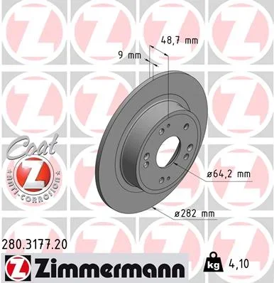 Brzdový kotouč ZIMMERMANN 280.3177.20