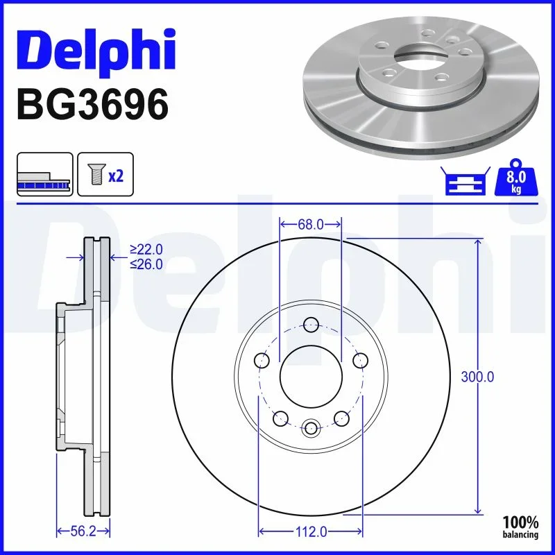 Brzdový kotouč DELPHI BG3696