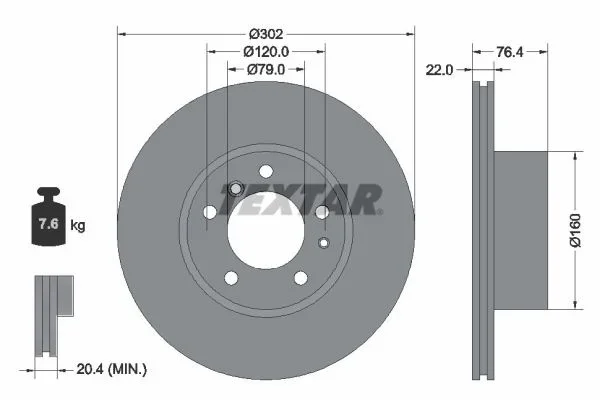 Brzdový kotouč TEXTAR 92042203