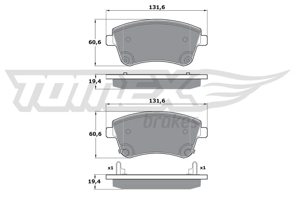 Sada brzdových destiček, kotoučová brzda Tomex Brakes TX16-53