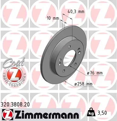 Brzdový kotouč ZIMMERMANN 320.3808.20 – OE 58411-1P300