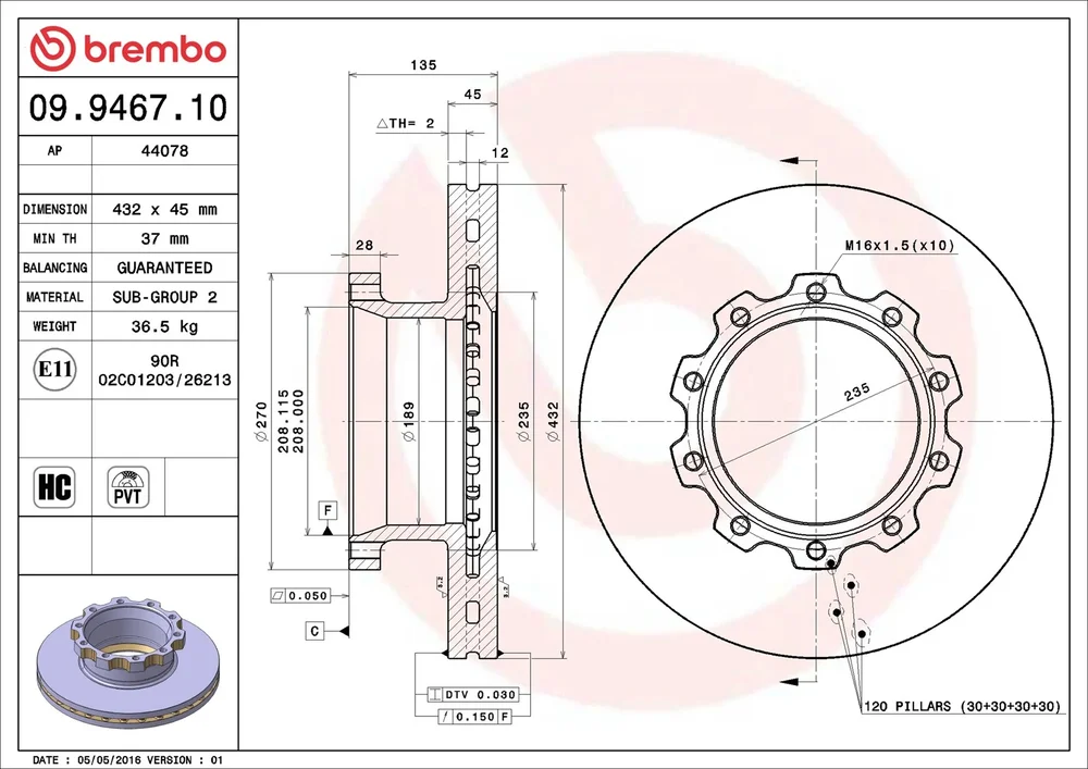 Brzdový kotouč BREMBO 09.9467.10