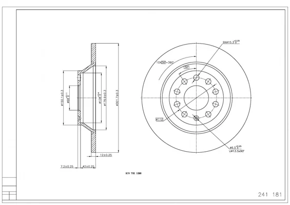 BRZ.KOTOUČ /Z/AUDI A6 3.0 05- /LAK/KPL HART 241181 – OE 4F0615601E