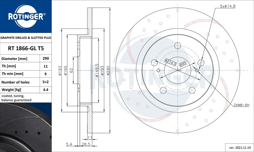 Brzdový kotouč ROTINGER RT1866-GLT5 – OE 4243105070