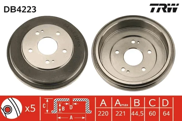 Brzdový buben TRW DB4223 – OE 42610-S70-000