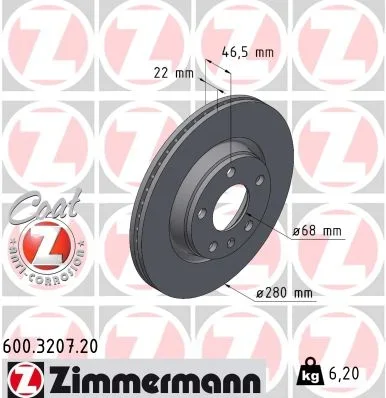 Brzdový kotouč ZIMMERMANN 600.3207.20