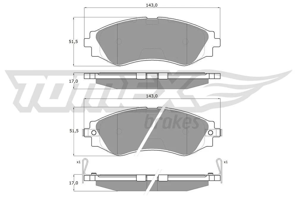 Sada brzdových destiček, kotoučová brzda Tomex Brakes TX11-80