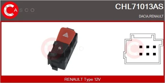 Vypínač výstražných blikačů CASCO CHL71013AS Vypínač výstražných blikačů CASCO CHL71013AS