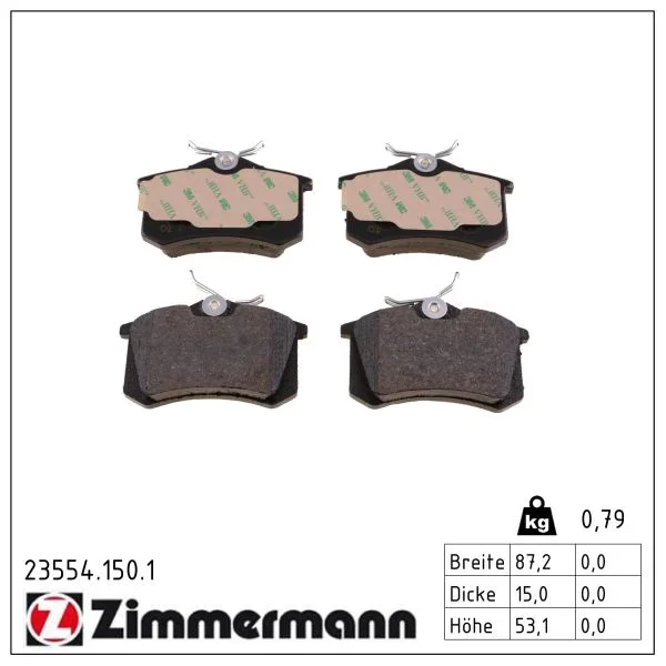 Sada brzdových destiček, kotoučová brzda ZIMMERMANN 23554.150.1
