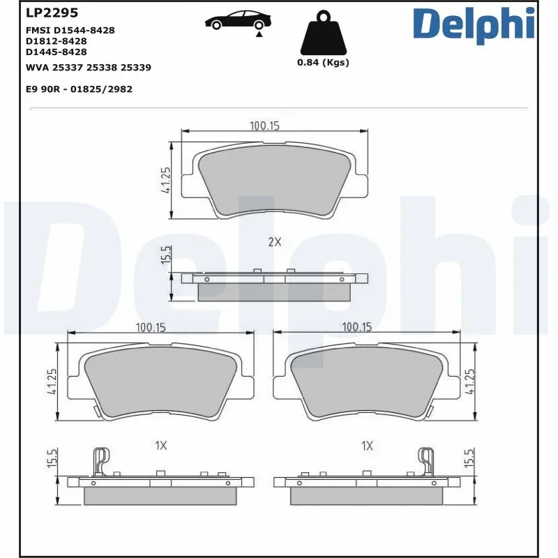 Sada brzdových destiček, kotoučová brzda DELPHI LP2295