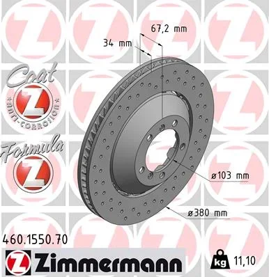 Brzdový kotouč ZIMMERMANN 460.1550.70 – OE 99735140991