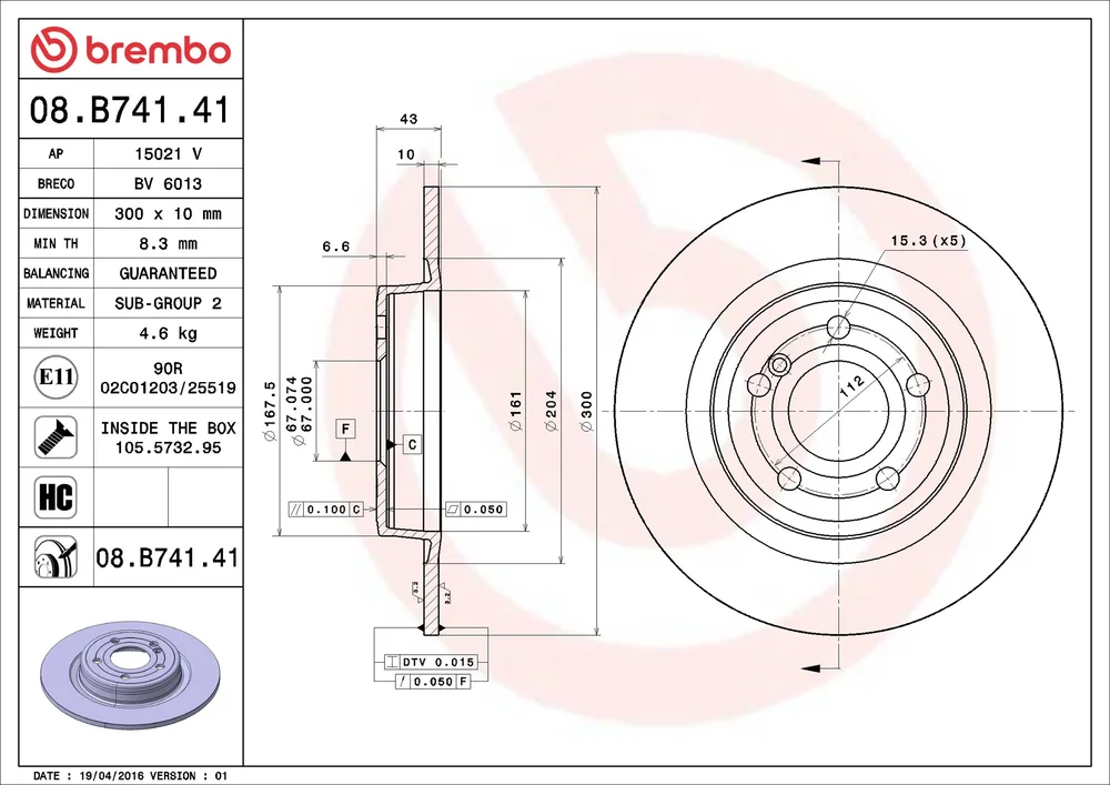Brzdový kotouč BREMBO 08.B741.41