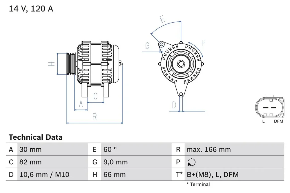 BO 0986044330 Alternátor BOSCH-výměnný díl