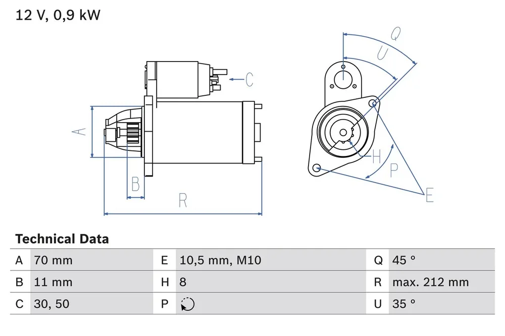 BO 0986016730 Startér BOSCH-výměnný díl