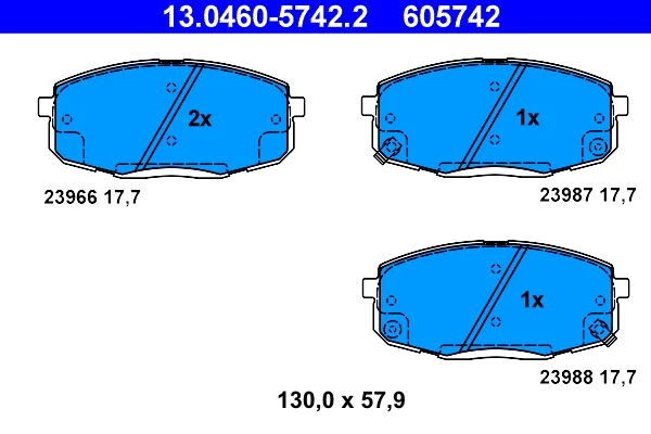 Sada brzdových destiček, kotoučová brzda ATE 13.0460-5742.2